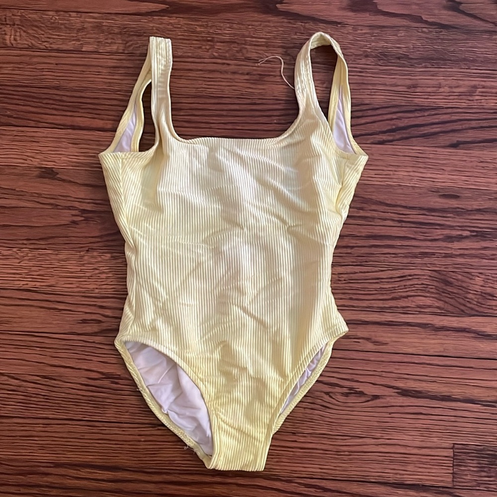 Jantzen Yellow Ribbed One-Piece Swimsuit